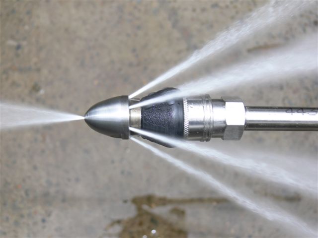 Jetter nozzle in action.