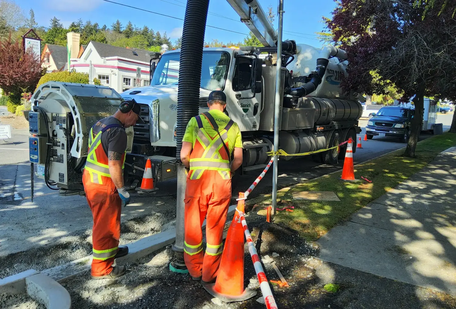 Excavation equipment digging for septic tank installation in Kimberly